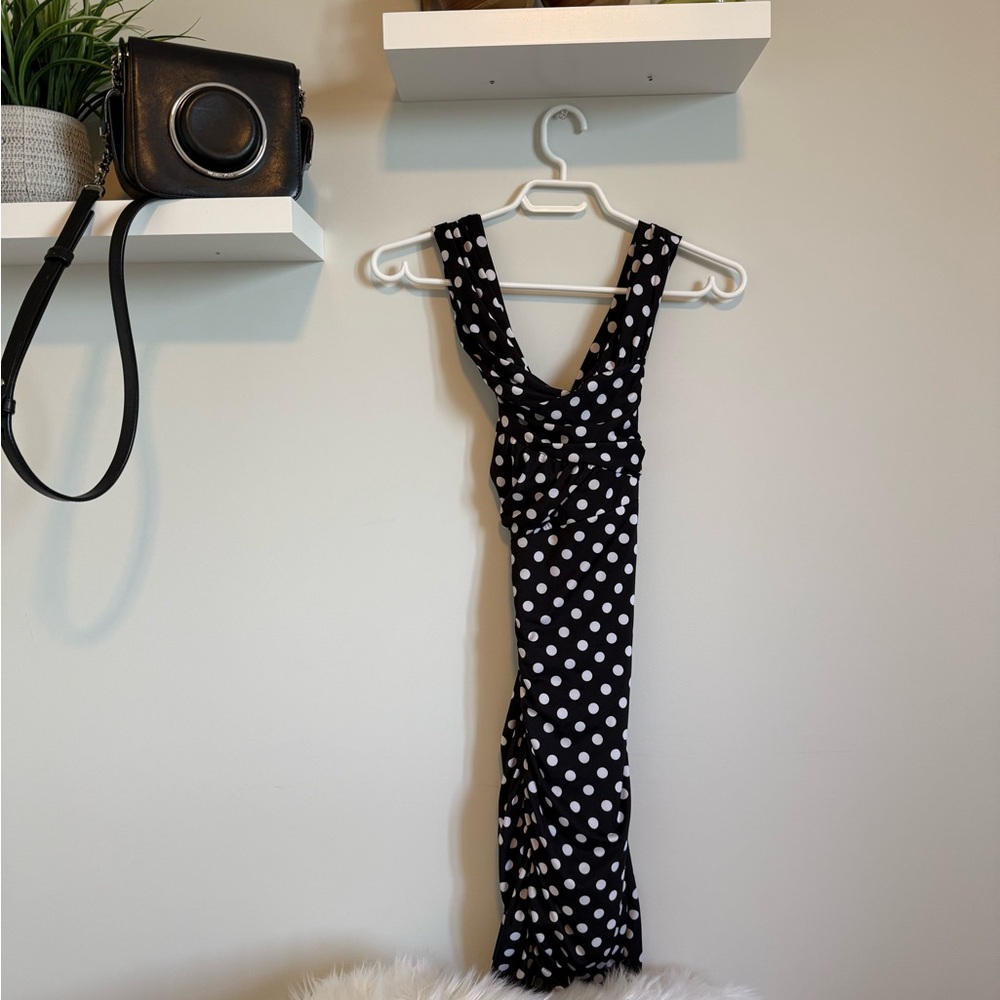 Guess Black and White Polka Dot Mini Dress